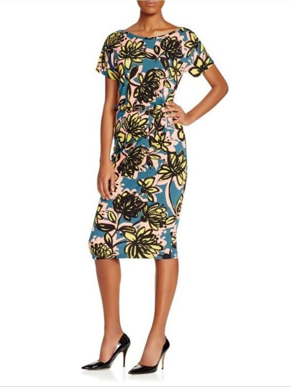 Weekend MaxMara Caneva Multicolor Abstract Floral Jersey Knit Dress NWT Size XL